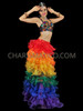 Sexy Rainbow Mirrored Sequin Bra and  Gay Pride LGBT Organza Skirt Set