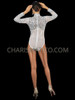 Crystallized White Translucent Long Sleeve Leotard Bodystocking