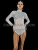 Crystallized White Translucent Long Sleeve Leotard Bodystocking