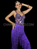 Perfectly Purple Latin and Salsa Dance Fringe Pants With Embellished Top