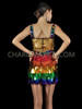Elaborate V Neck Rainbow Pride LGBT Sequin Dance Dress
