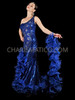 Royal Blue Sequin Gown With Ruffle Organza Boa