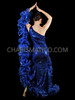 Royal Blue Sequin Gown With Ruffle Organza Boa