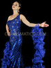 Royal Blue Sequin Gown With Ruffle Organza Boa