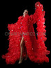 Red Full Length Ruffle 'Fairy' Wing Drag Queen Organza Coat