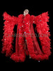 Red Full Length Ruffle 'Fairy' Wing Drag Queen Organza Coat