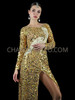 Elegant Nude Colored Sequin Mesh Gown with Embroidery Applique