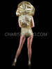 Glittering Metallic Vinyl Leotard with Exaggerated Halo Collar