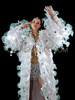 Iridescent White Pleated Organza Drag Queen Ruffle Coat