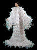 Iridescent White Pleated Organza Drag Queen Ruffle Coat