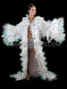 Iridescent White Pleated Organza Drag Queen Ruffle Coat
