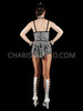 Boldly Black and Silver Sequin and Fringe Showgirl Leotard