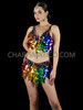 Radiant Rainbow Disco Jumbo Round Sequin Top And Matching Skirt Set