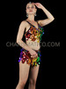 Radiant Rainbow Disco Jumbo Round Sequin Top And Matching Skirt Set