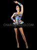 Blue and Gold Iridescent Futuristic Queen Vinyl Celestial Corset and Matching Arm Guards