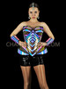 Blue and Gold Iridescent Futuristic Queen Vinyl Celestial Corset and Matching Arm Guards