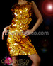 Round Collar Classy Sleeveless Glittery Gold Sequin Mini-Dress