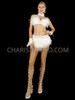 Angelic Showgirl Iridescent White Feather Bra And Skirt Set