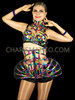 Vibrant Gay Pride Rainbow Hue Cage Corset Set