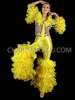 Brilliant Yellow 70s Abba Mamma Mia Disco Ruffled Bell Bottom Pants And Top
