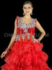Passionately Red Sequined And Beaded Diva Top And Ruffle Skirt