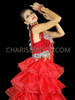Passionately Red Sequined And Beaded Diva Top And Ruffle Skirt
