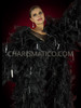 Black Organza Drag Queen Ruffle Coat With Long Rectangular Sequin