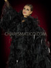 Black Organza Drag Queen Ruffle Coat With Long Rectangular Sequin