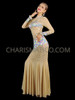 Nude Long Sleeve Silver Sequin Drag Queen Gown
