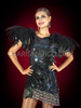 Sexy Sultry Iridescent Black Sequin and Feather Dress