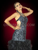 Sumptuous Black Sequin Mermaid Gown With Organza Pillow Ruffled Skirt