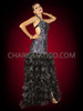 Sumptuous Black Sequin Mermaid Gown With Organza Pillow Ruffled Skirt