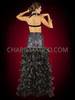 Sumptuous Black Sequin Mermaid Gown With Organza Pillow Ruffled Skirt