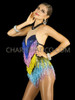 Lavishly Layered Showgirls Beaded Fringe Salsa Dance Leotard