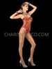 Fire Goddess Sexy Burlesque Sequin Leotard With Beaded Fringe