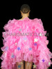 Dreamy Pink Star Sequin Accented Ruffled Organza Showtime Jacket