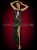 Queen of the Night Black Feather Gown with High Leg Slit