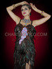 Queen of the Night Black Feather Gown with High Leg Slit