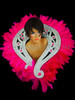 Exotic Accented Silver Paisley Styled Fuchsia Feathered Collar