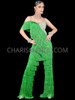 Fancy Off Shoulder Latin Fringe Dance Pants with Rhinestone