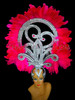 Exotic Gemstone Silver Swirl Fuchsia Feather Diva cabaret Headdress