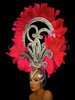 Exotic Gemstone Silver Swirl Fuchsia Feather Diva cabaret Headdress