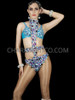 Exotic High Neck Cutout Crystallized Leotard