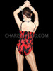 Fiery Red and Black Feather Leotard