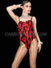 Fiery Red and Black Feather Leotard