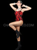 Fiery Red and Black Feather Leotard