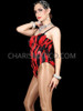 Fiery Red and Black Feather Leotard