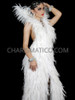 Regal Angelic White Backless Feather Gown with High Collar