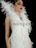 Regal Angelic White Backless Feather Gown with High Collar