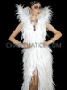 Regal Angelic White Backless Feather Gown with High Collar